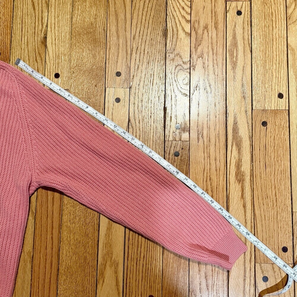 St Johns Bay Pink Ribbed Sweater Womens Medium Raglan Sleeve Cozy Pullover - Picture 6 of 8